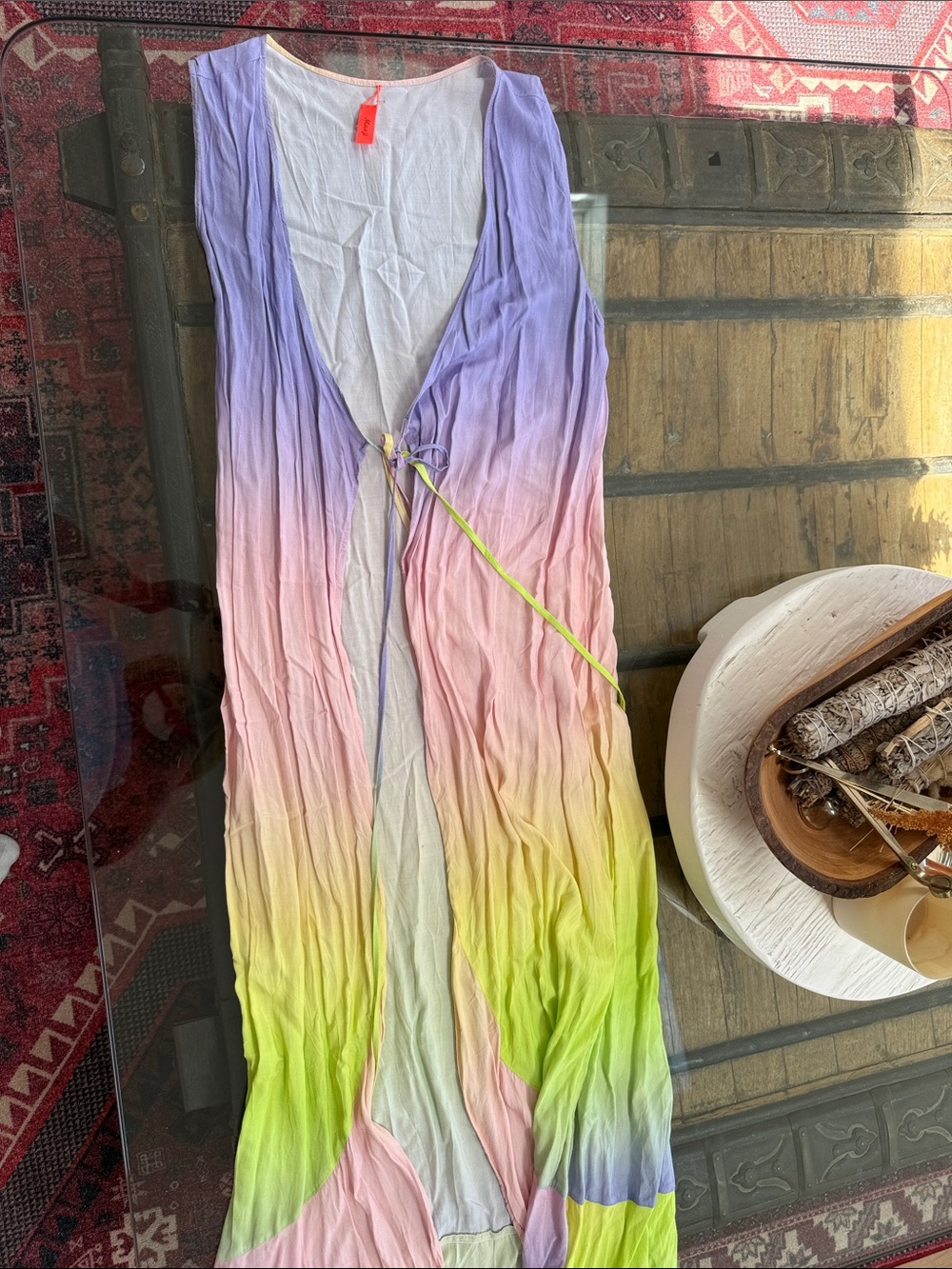 Maaji Pastel Ombre Tie-Front Jumpsuit in Lavender, Pink & Lime